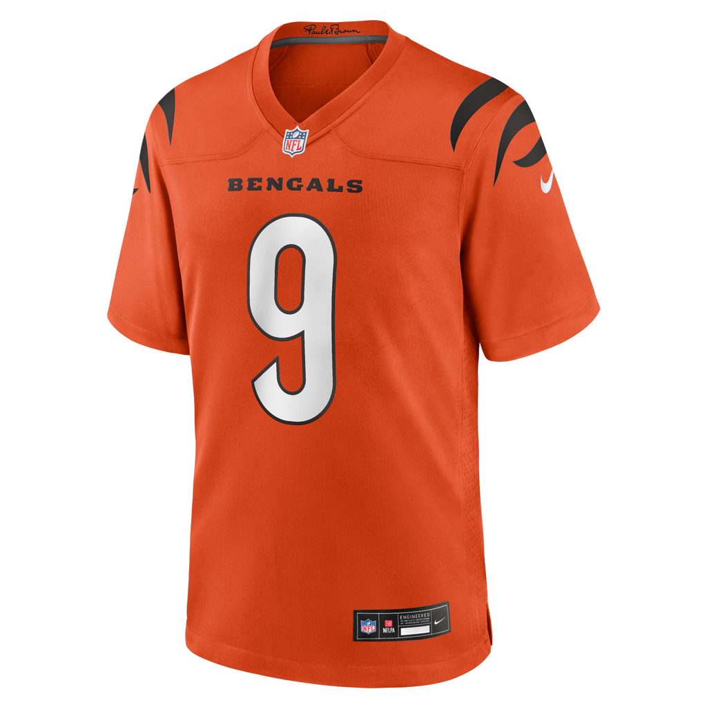 Cincinnati Bengals Joe Burrow Orange Alternate Game Football Jersey