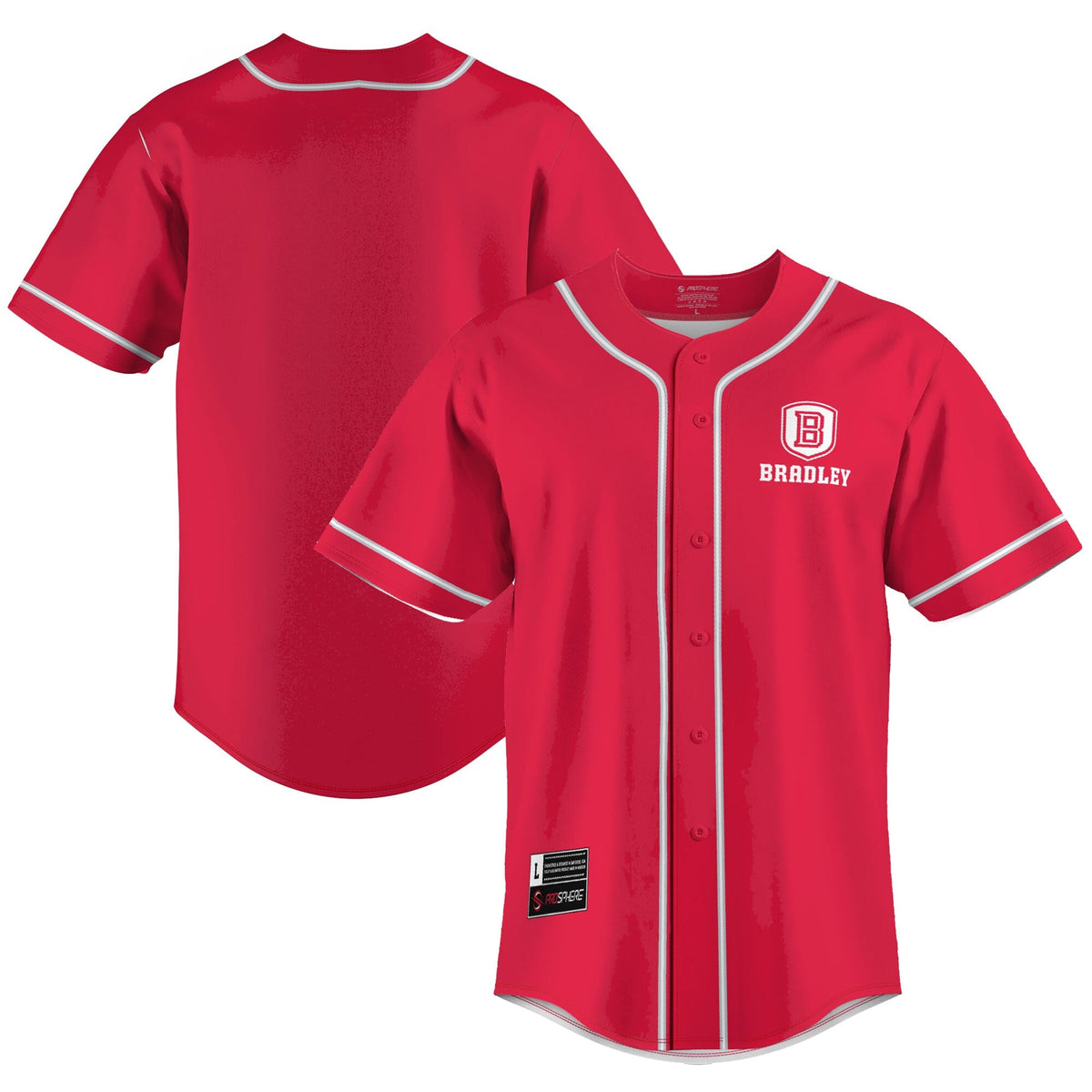 Bradley Braves Lightweight Baseball Jersey - Red