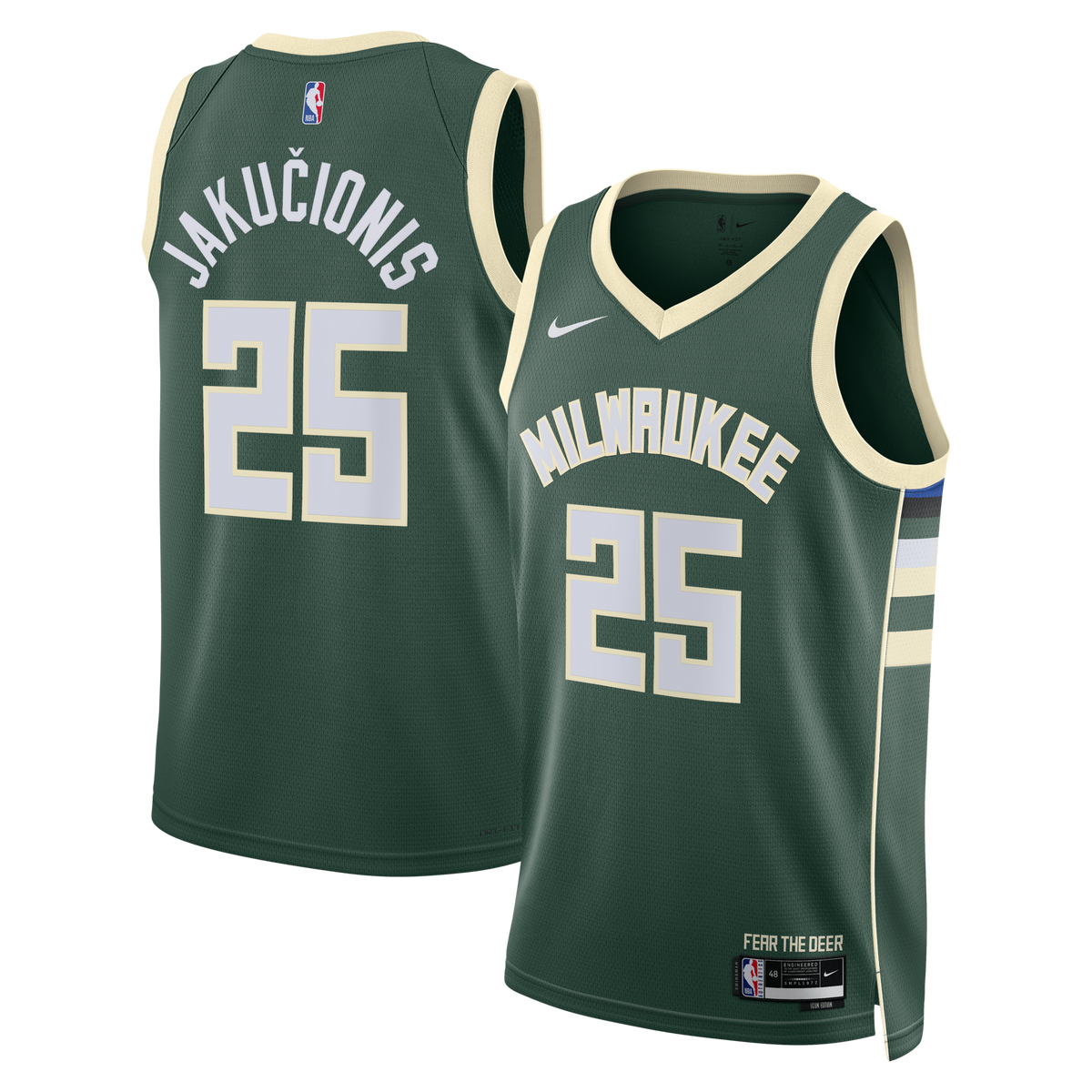 Milwaukee Bucks Icon Edition Swingman Jersey - White - Kasparas Jakučionis