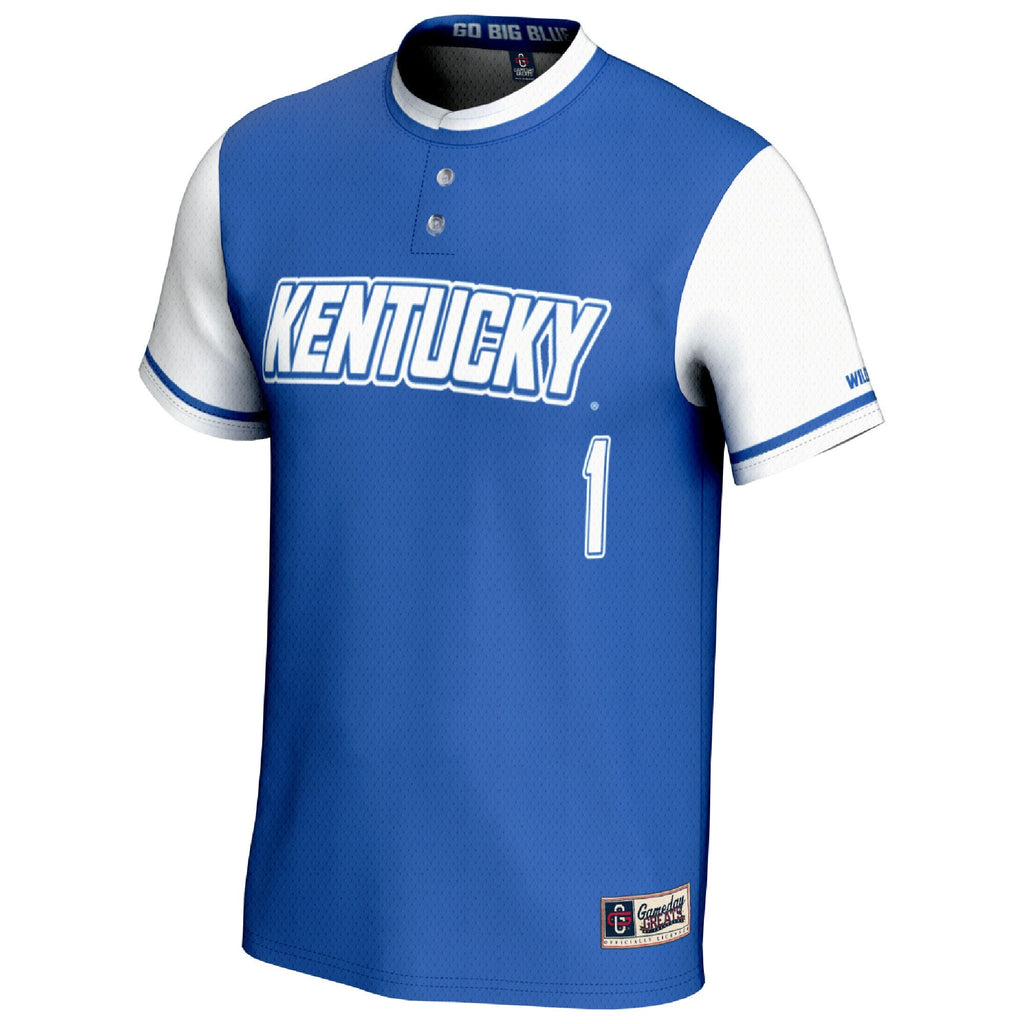 #1 Kentucky Wildcats Lightweight Softball Fashion Jersey - Royal/White