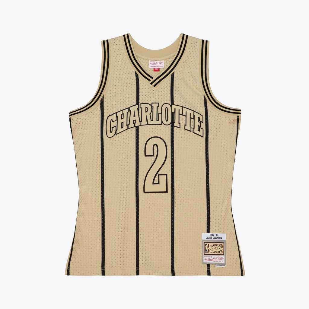 Charlotte Hornets Larry Johnson 1992 Swingman Jersey - Khaki