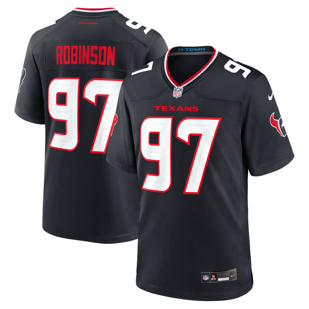 Houston Texans Dominique Robinson Navy Team Game Football Jersey