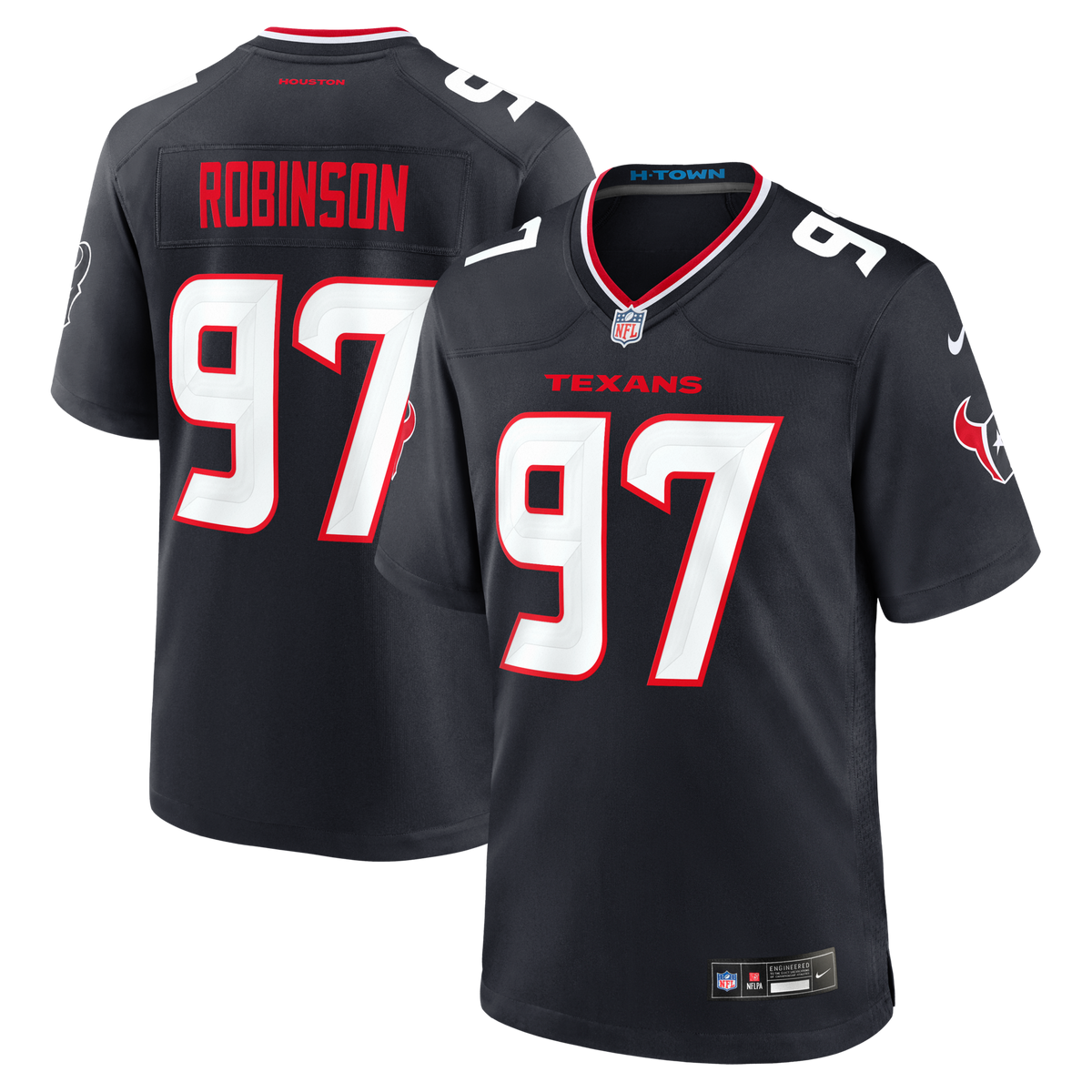 Houston Texans Dominique Robinson Navy Team Game Football Jersey