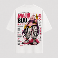 Dragon Ball Anime Graphic Tee - Endless Fun: Majin Buu, Magenta Splatter and a Raised Finger