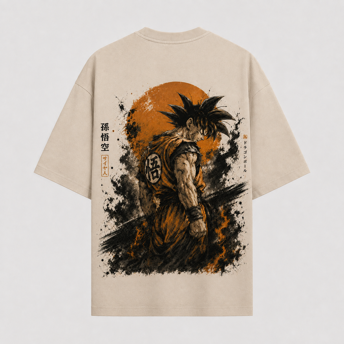 Dragon Ball Anime Graphic Tee - Ink Turn: Goku, the Kanji and the Orange Sun