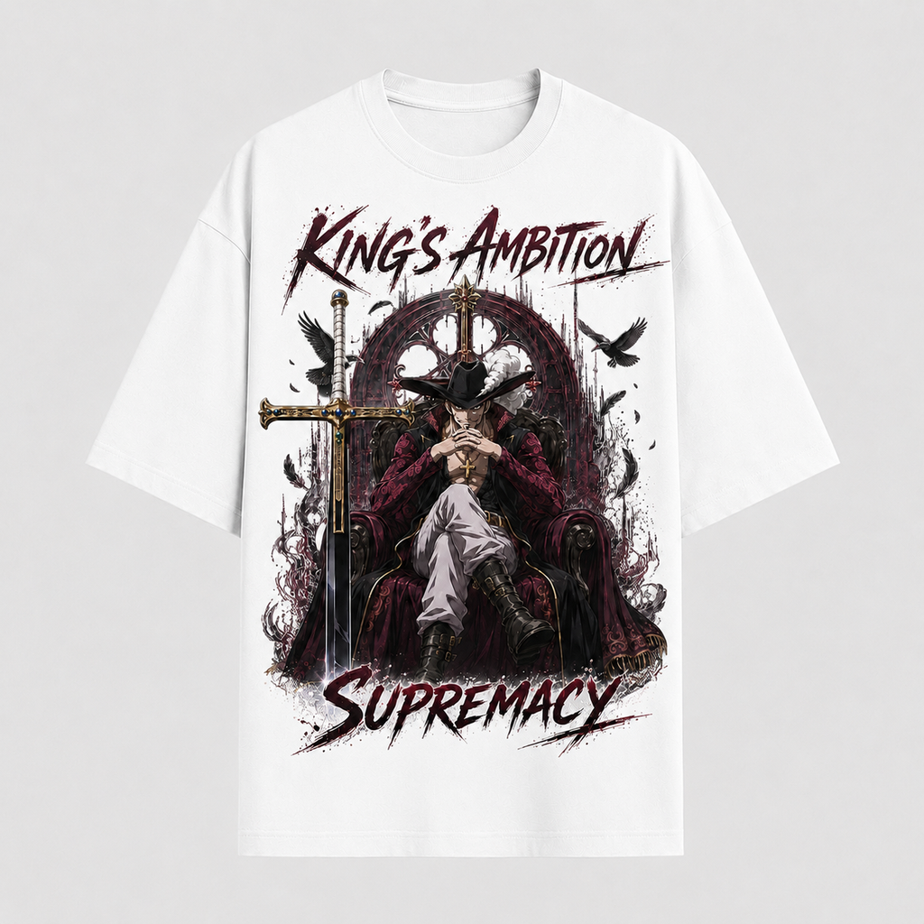 One Piece Anime Graphic Tee - King's Ambition: Mihawk Seated in Quiet Command