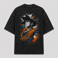 Dragon Ball Anime Graphic Tee - Ink, Kanji and Quiet Resolve: Goku Splatter