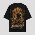 Dragon Ball Anime Graphic Tee - Awakening: Goku Mid-Transformation, Raw Power in Gold