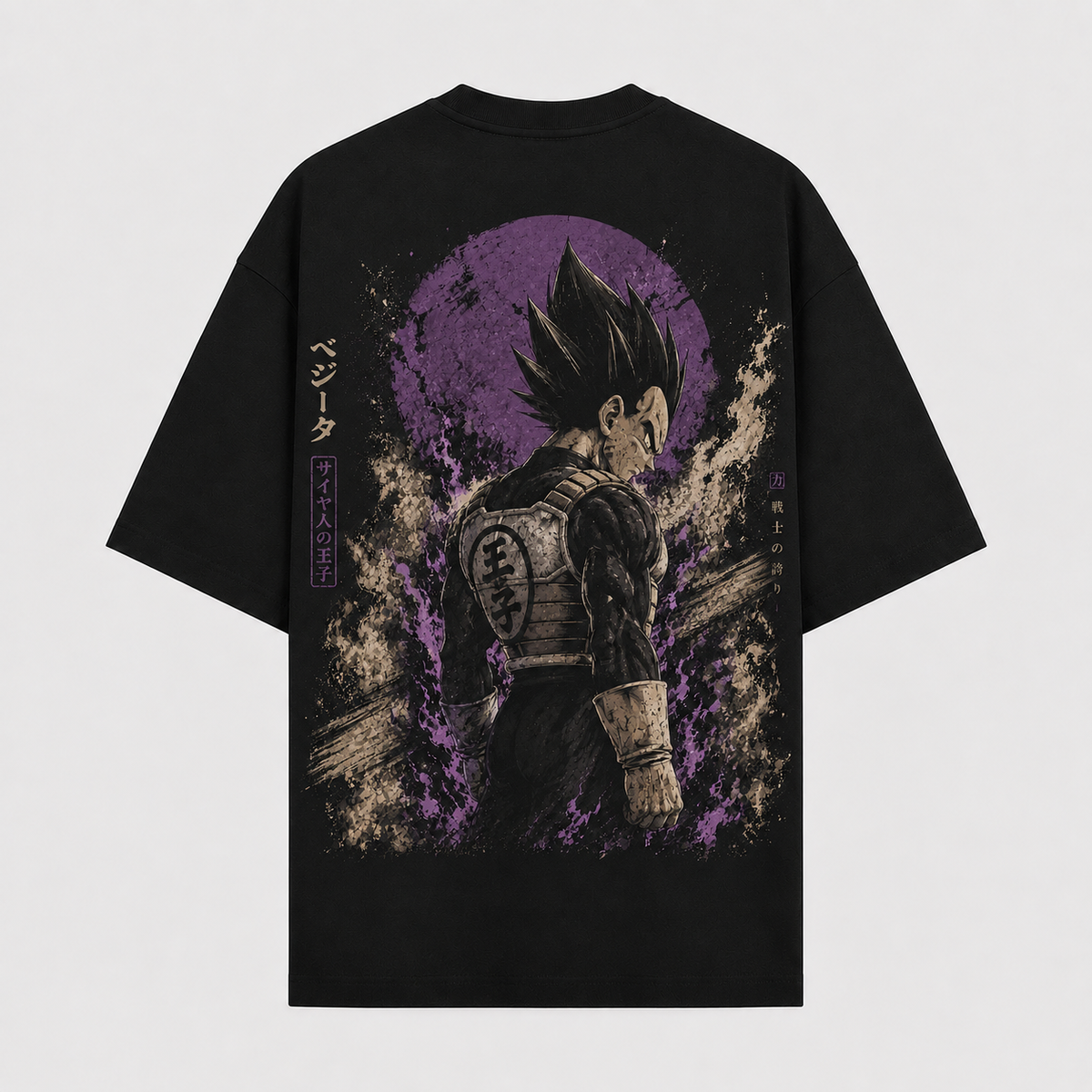Dragon Ball Anime Graphic Tee - Prince's Pride: Vegeta in Violet Moonlight, Streetwear
