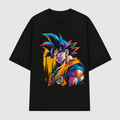 Dragon Ball Anime Graphic Tee - Kanji and Colour: Goku in a Portrait of Quiet Resolve