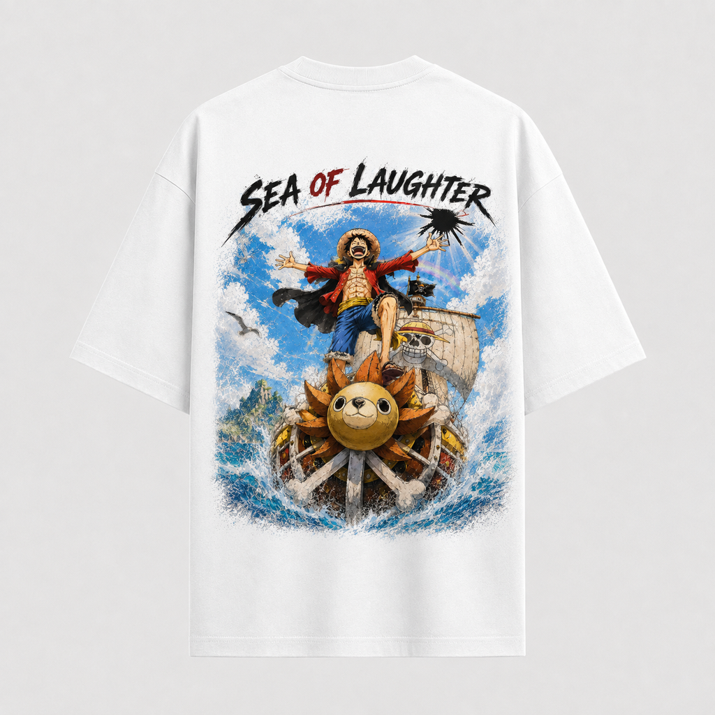 One Piece Anime Graphic Tee - Sea of Laughter: Luffy, Open Arms and an Open Horizon