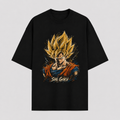 Dragon Ball Anime Graphic Tee - Son Goku: Sketched Gold, Quiet Resolve on Black