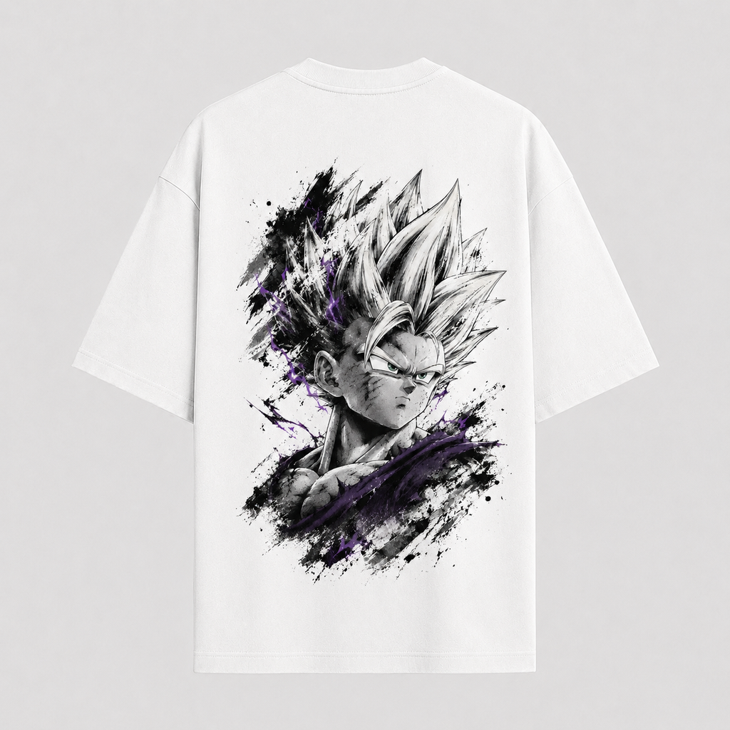 Dragon Ball Anime Graphic Tee - Violet Arc: Gohan Ink Storm