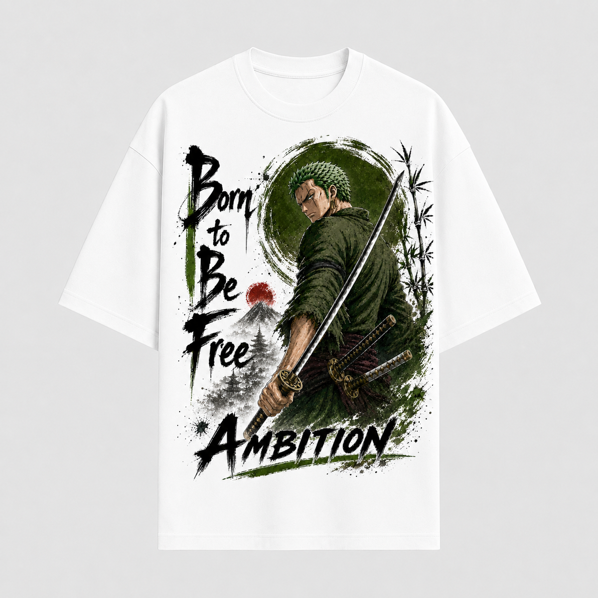 One Piece Anime Graphic Tee - Born to Be Free: Zoro, Steel and the Weight of Ambition
