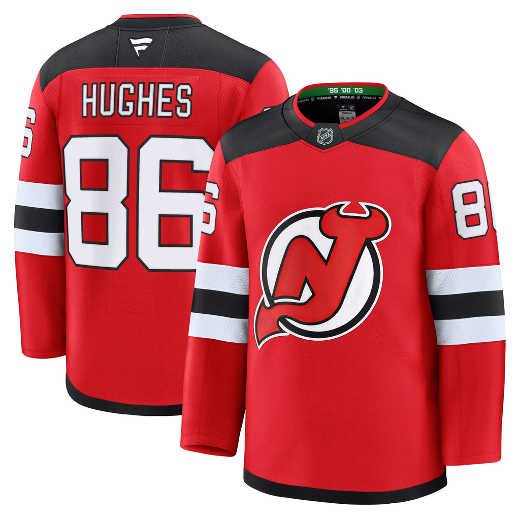 New Jersey Devils Jack Hughes Red Home Premium Jersey