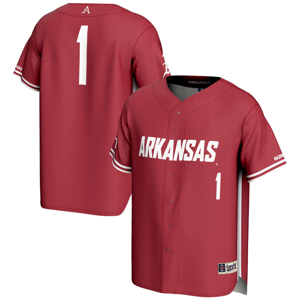 #1 Arkansas Razorbacks Lightweight Baseball Jersey - Cardinal