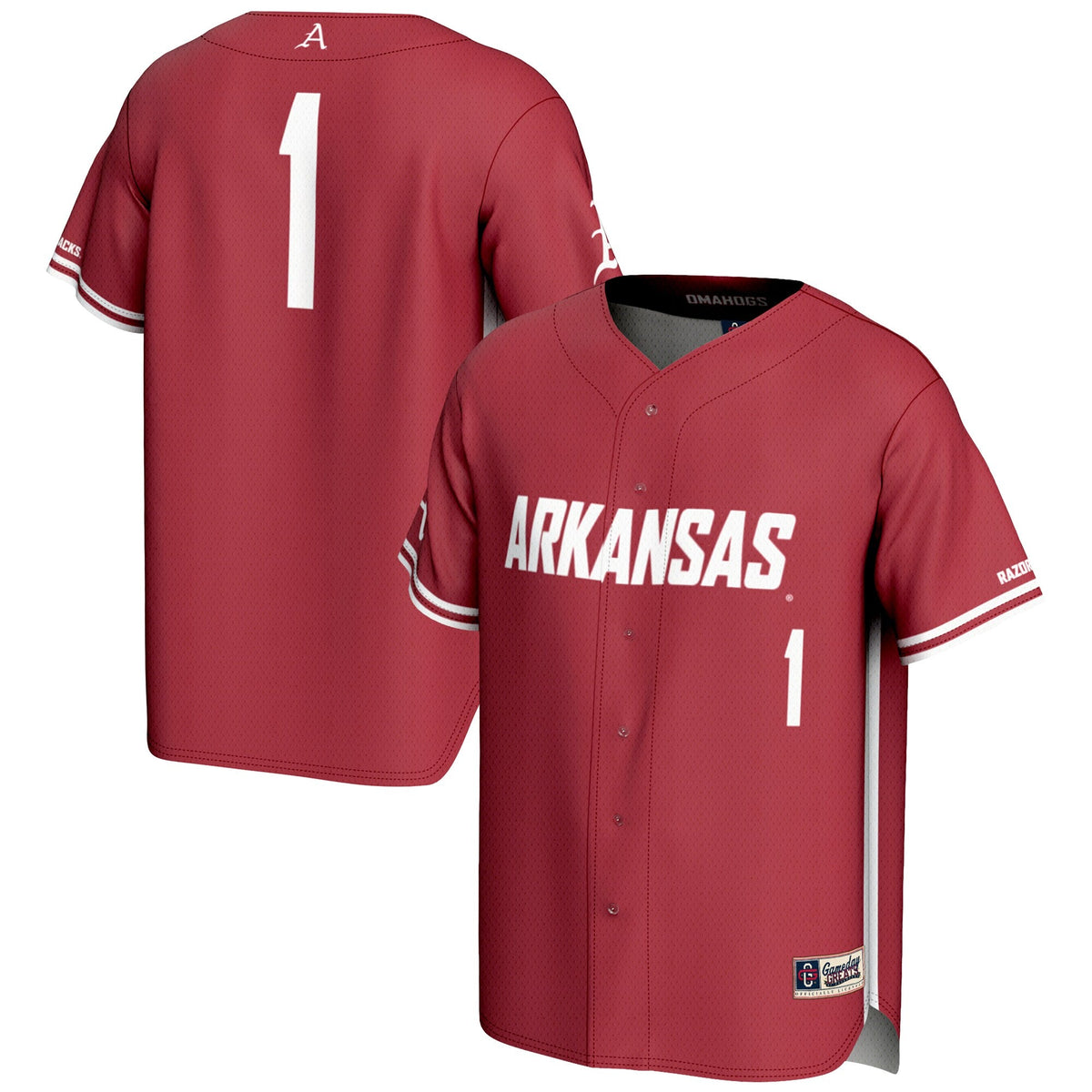 #1 Arkansas Razorbacks Lightweight Baseball Jersey - Cardinal