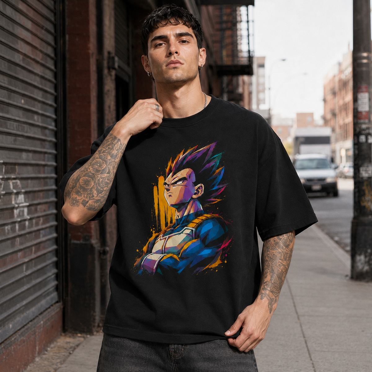 Dragon Ball Anime Graphic Tee - Saiyan Pride: Vegeta in Colour, Contrast and Quiet Defiance