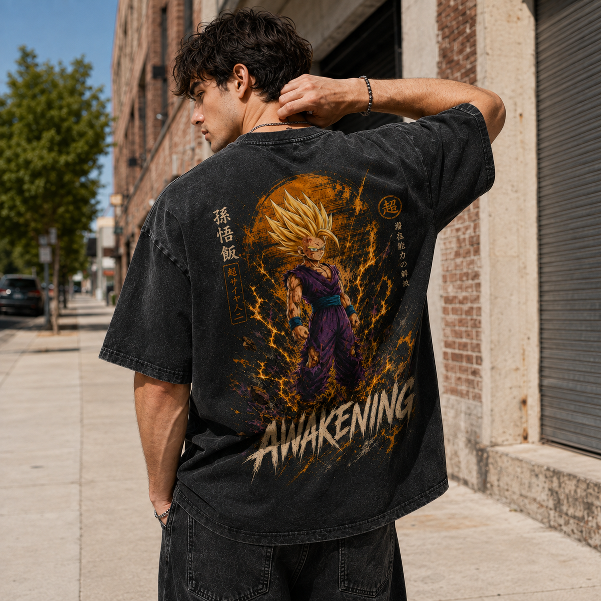 Dragon Ball Anime Graphic Tee - Awakening: Gohan, Amber Aura and Violet Gi
