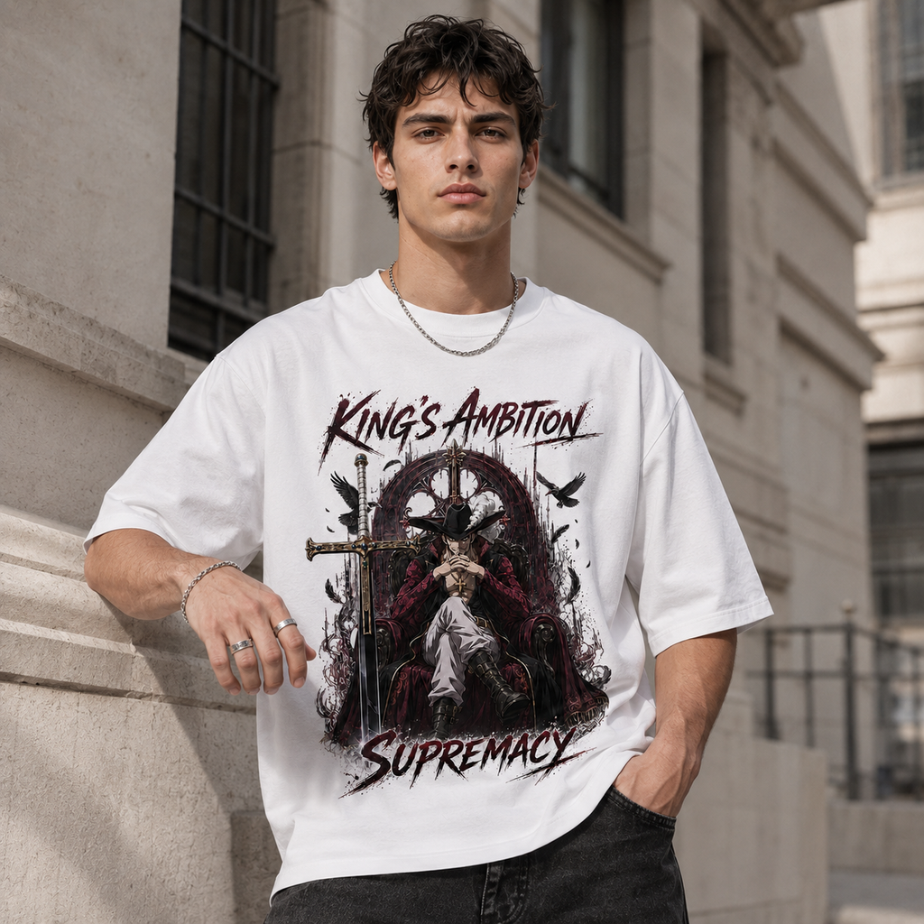 One Piece Anime Graphic Tee - King's Ambition: Mihawk Seated in Quiet Command