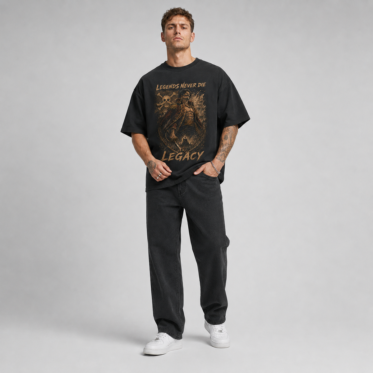 One Piece Anime Graphic Tee - Legends Never Die: Sepia Legacy