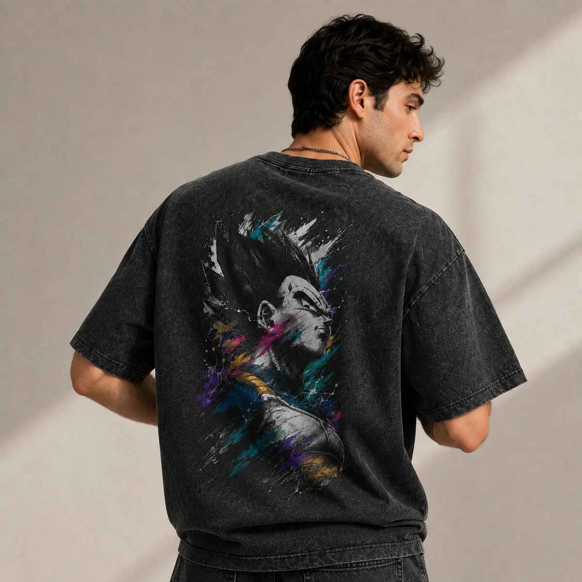 Dragon Ball Anime Graphic Tee - Vegeta: Ink, Splatter and the Weight of a Raised Chin