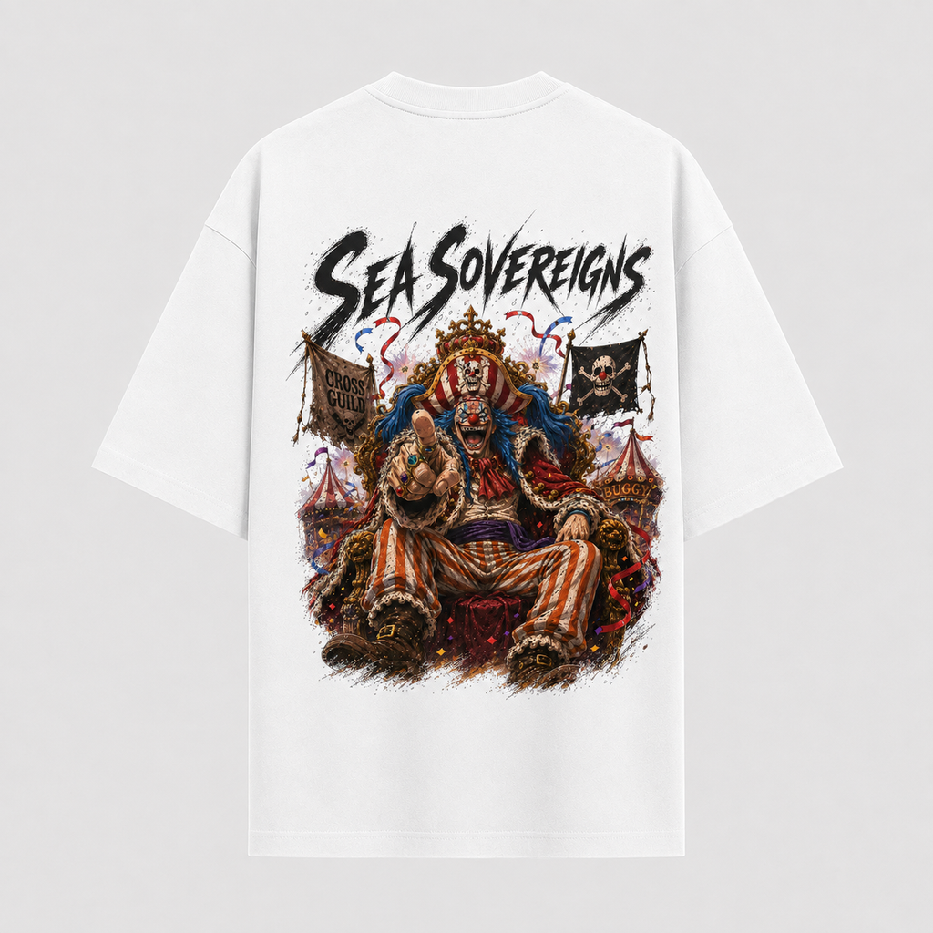 One Piece Anime Graphic Tee - Sea Sovereigns: Buggy Enthroned