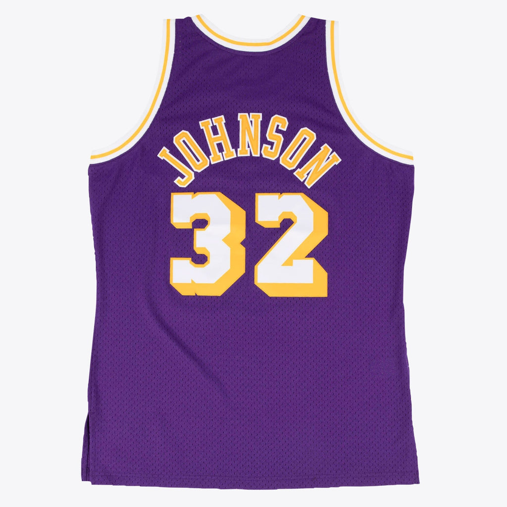 Los Angeles Lakers Magic Johnson 1984-85 Hardwood Classics Road Swingman Jersey - Purple