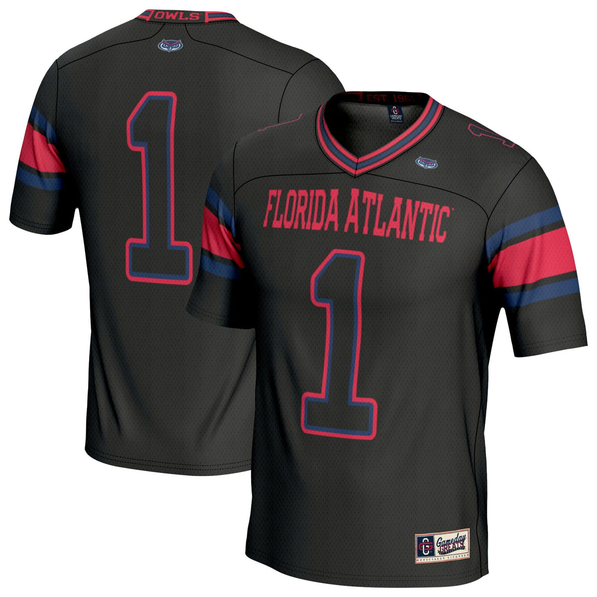#1 Florida Atlantic Owls Lightweight Football Jersey - Black