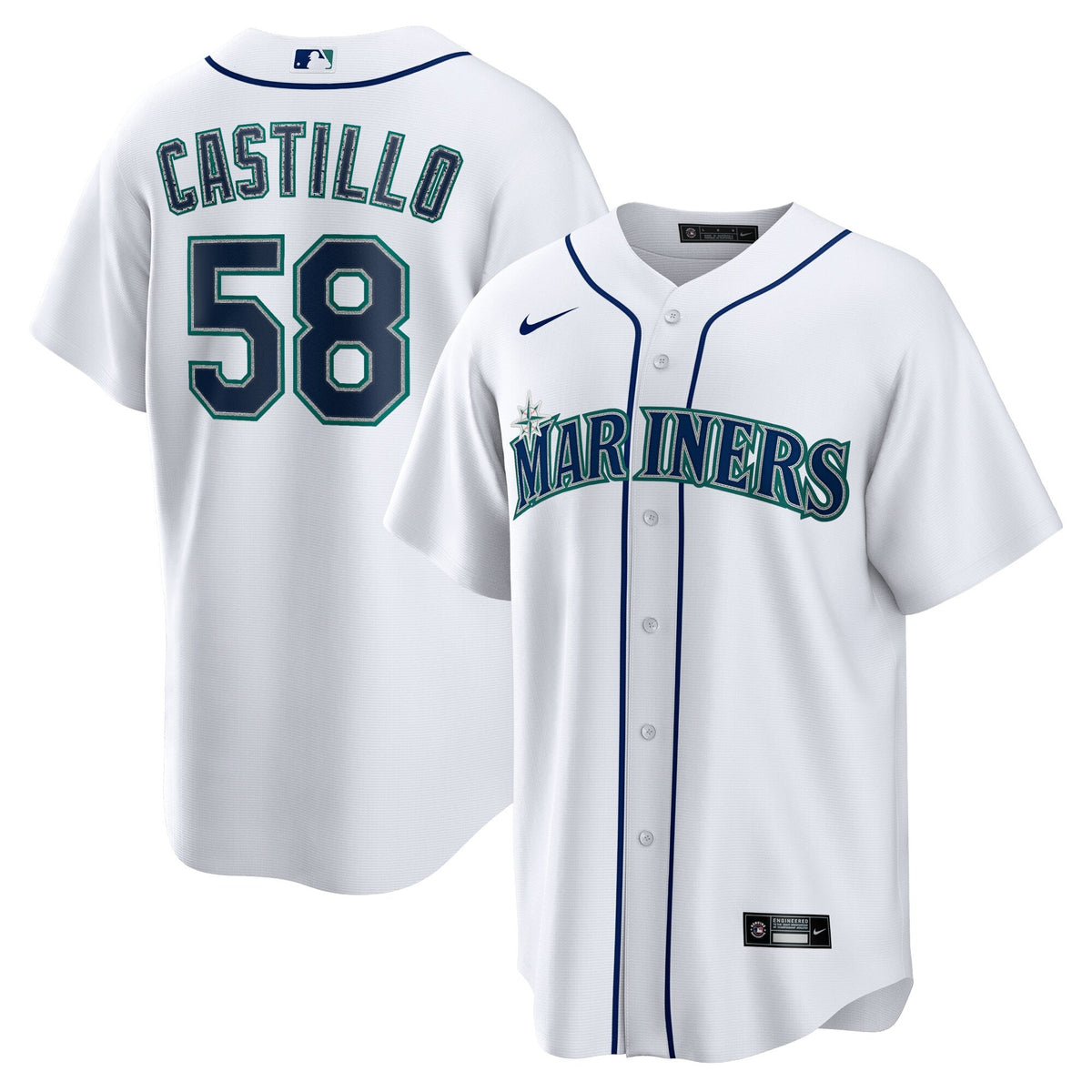Seattle Mariners Luis Castillo White Home Replica Baseball Jersey
