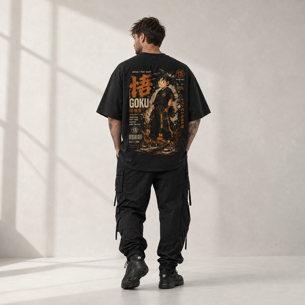 Dragon Ball Anime Graphic Tee - Pure Heart, Quiet Stance: Goku Streetwear