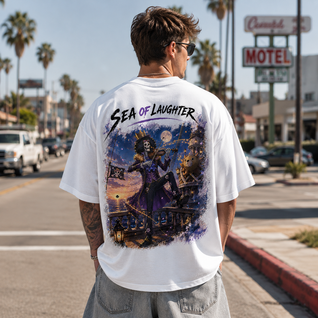 One Piece Anime Graphic Tee - Sea of Laughter: Brook, Moonlight and the Measure of a Song