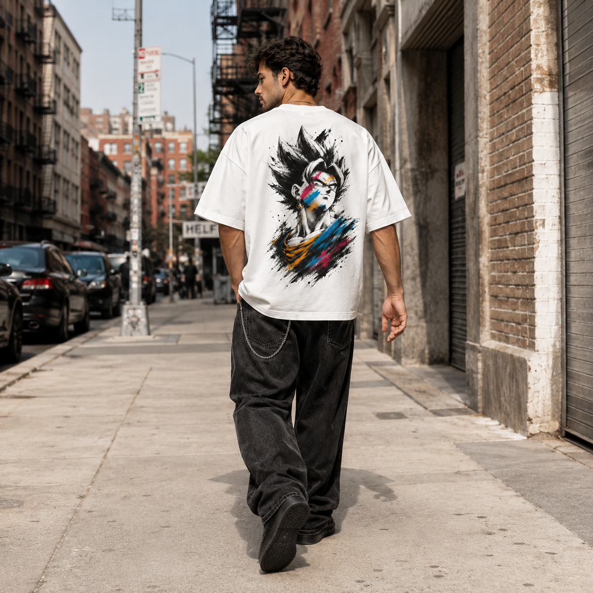 Dragon Ball Anime Graphic Tee - Ink and Attitude: Vegito in Colour-Split Brushwork