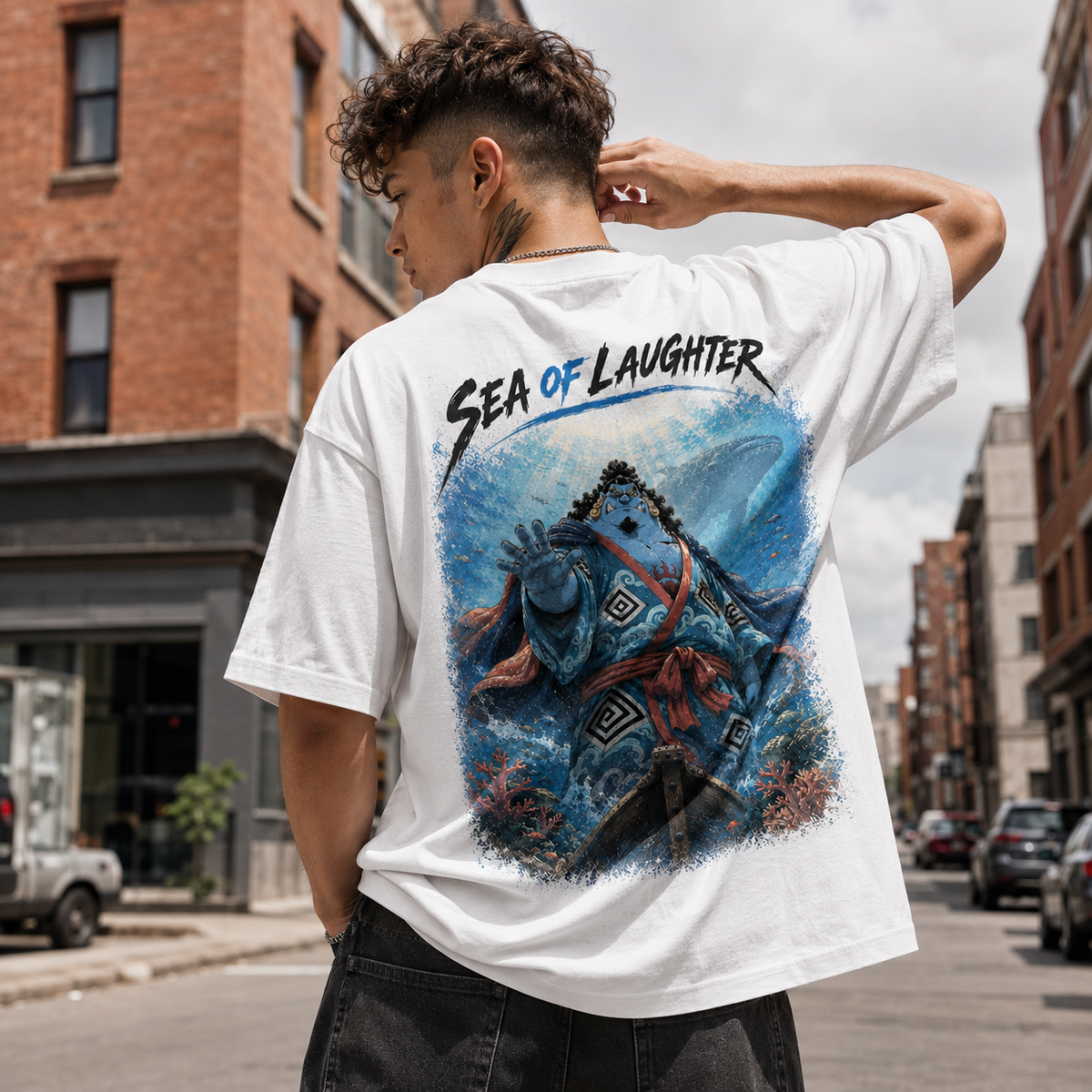 One Piece Anime Graphic Tee - Sea of Laughter: Jinbei and the Weight of Stillness