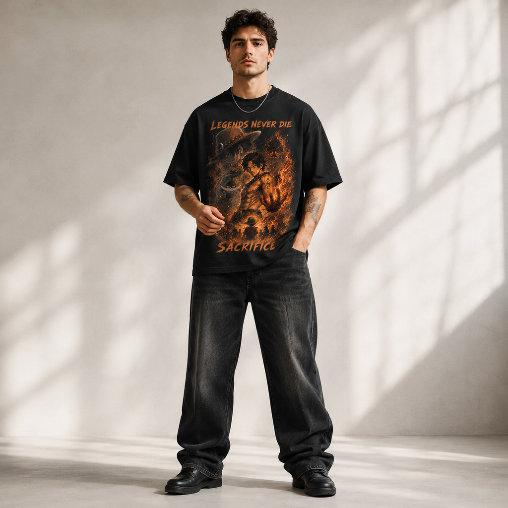 One Piece Anime Graphic Tee - Legends Never Die: Ace, Embers and the Weight of Sacrifice