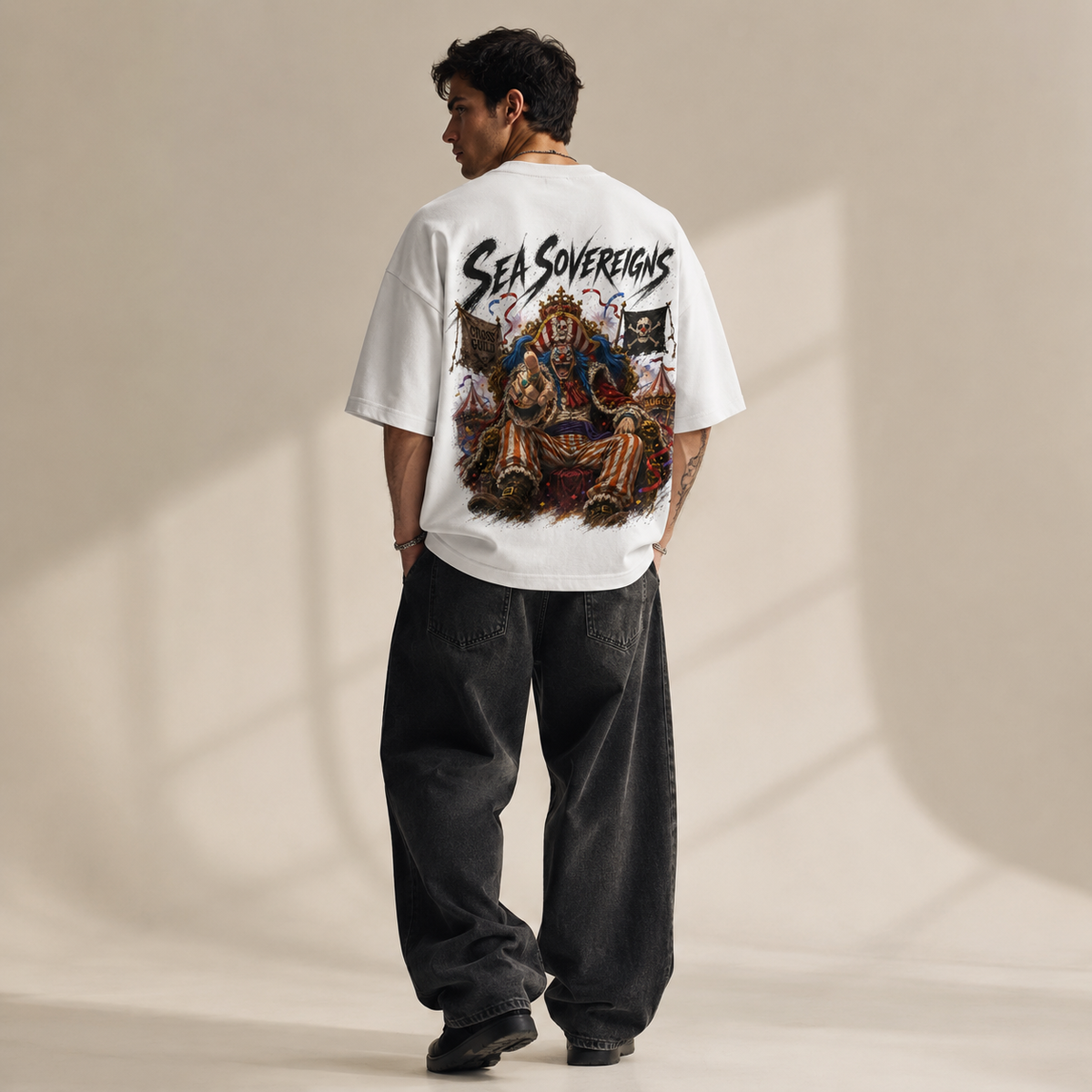 One Piece Anime Graphic Tee - Sea Sovereigns: Buggy Enthroned