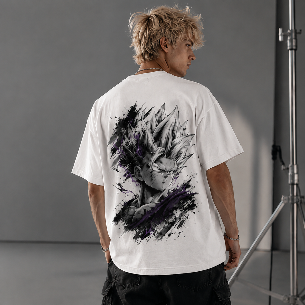 Dragon Ball Anime Graphic Tee - Violet Arc: Gohan Ink Storm