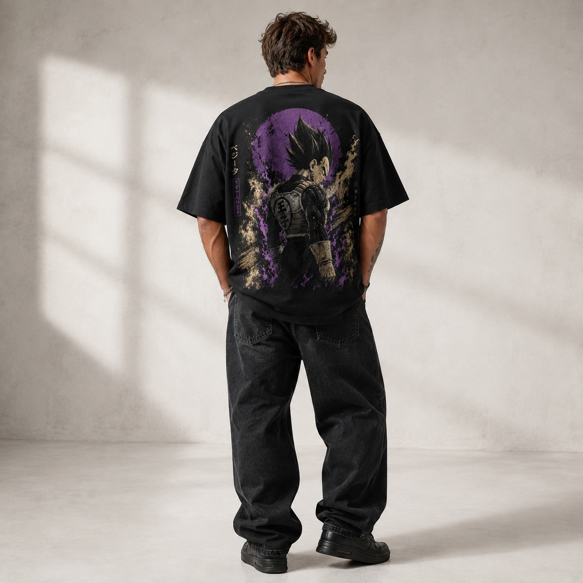 Dragon Ball Anime Graphic Tee - Prince's Pride: Vegeta in Violet Moonlight, Streetwear