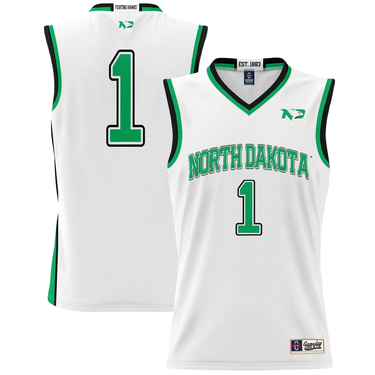 #1 North Dakota Lightweight Basketball Fashion Jersey - White