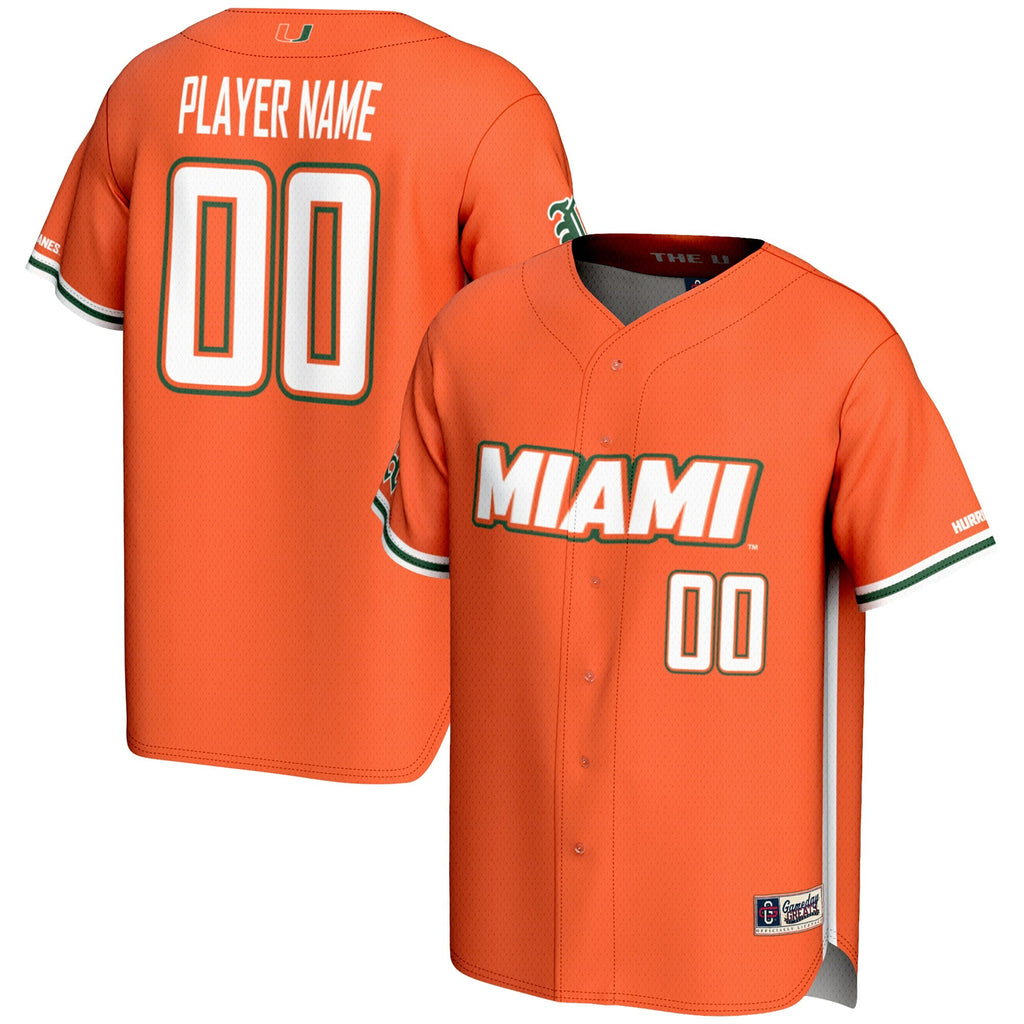 Miami Hurricanes NIL Pick-A-Player Lightweight Baseball Jersey - Orange