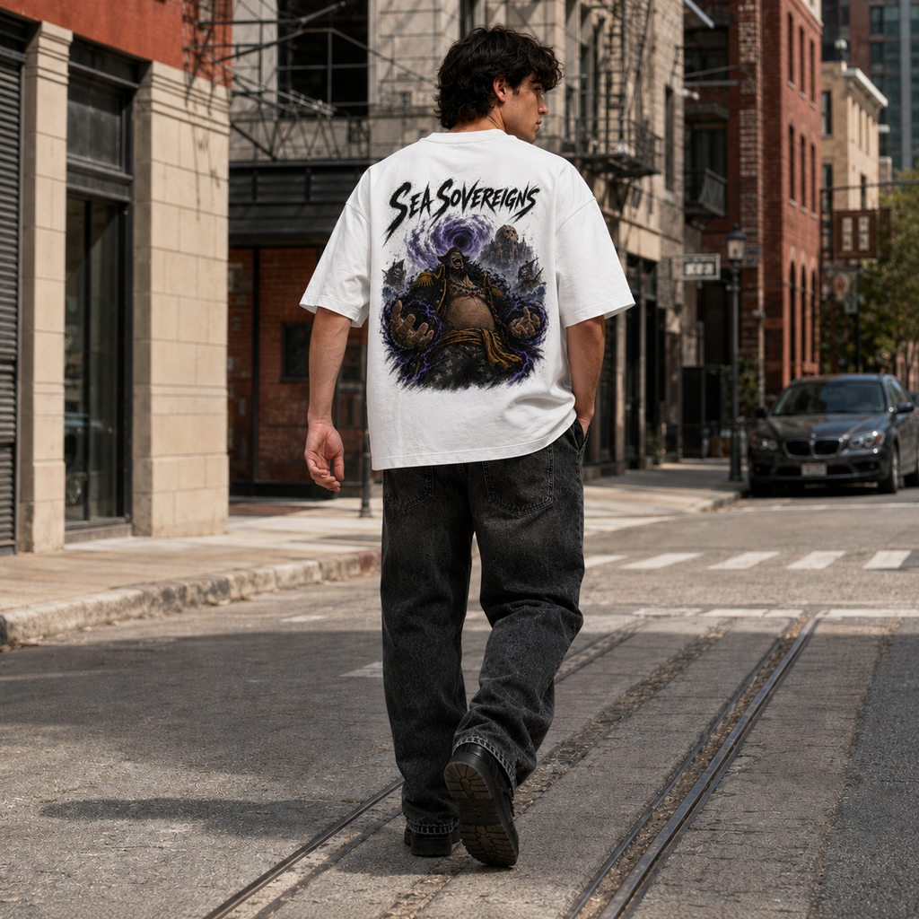 One Piece Anime Graphic Tee - Sea Sovereigns: Blackbeard and the Vortex of Darkness