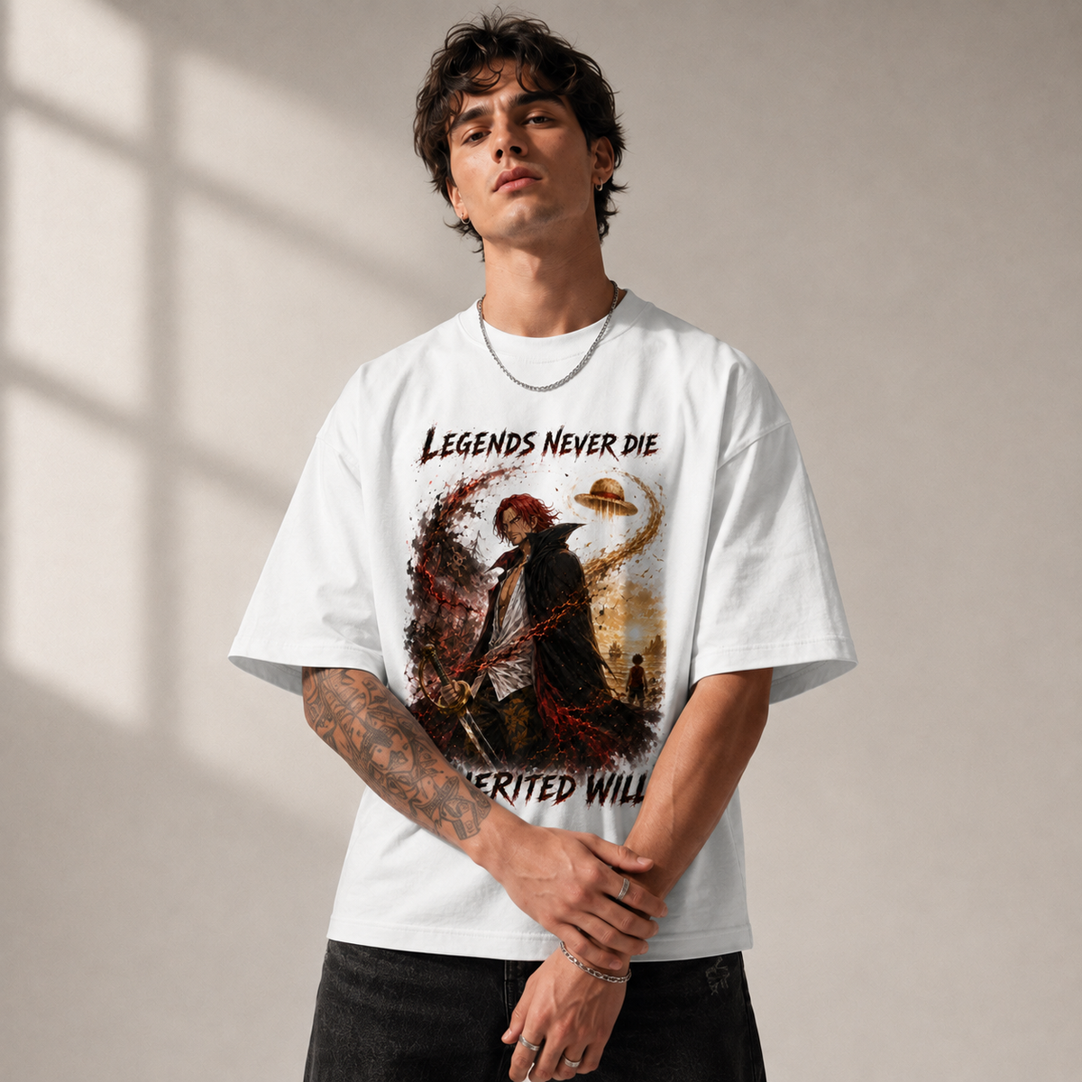 One Piece Anime Graphic Tee - Legends Never Die: Shanks and the Inherited Will