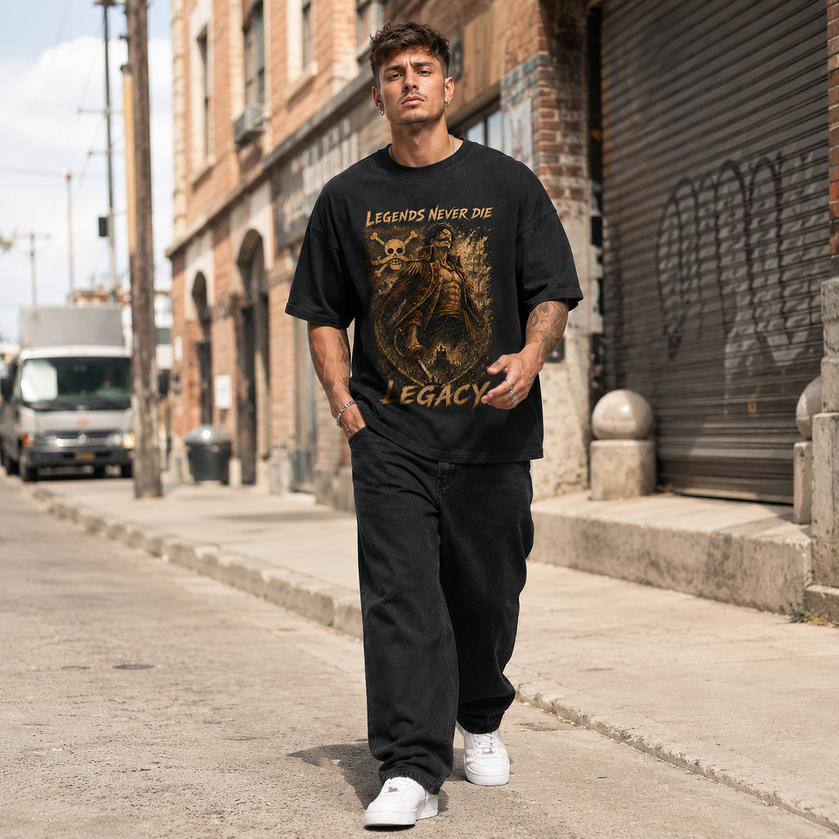 One Piece Anime Graphic Tee - Legends Never Die: Sepia Legacy