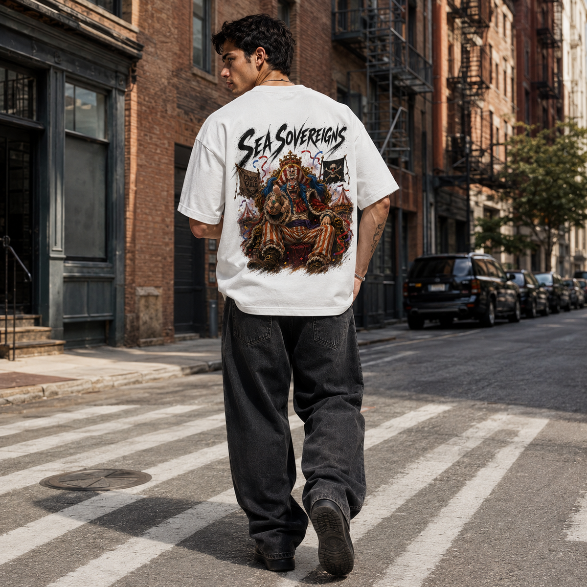 One Piece Anime Graphic Tee - Sea Sovereigns: Buggy Enthroned