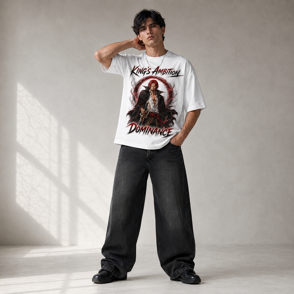 One Piece Anime Graphic Tee - King's Ambition: Shanks, Crimson Ring and Quiet Dominance