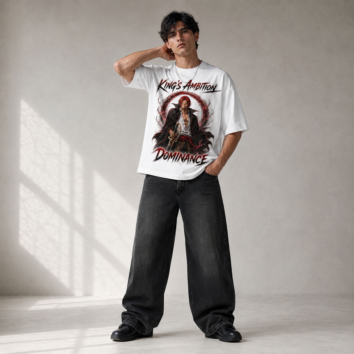 One Piece Anime Graphic Tee - King's Ambition: Shanks, Crimson Ring and Quiet Dominance