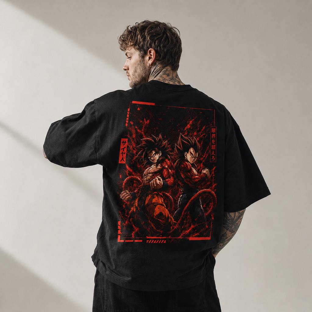 Dragon Ball Anime Graphic Tee - Beyond the Limit: Goku and Vegeta Battle-Ready