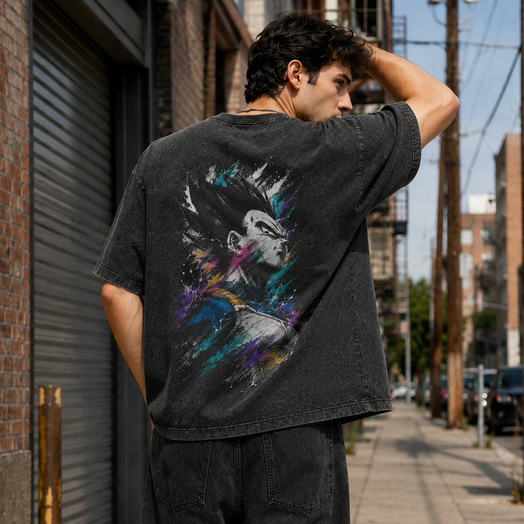 Dragon Ball Anime Graphic Tee - Vegeta: Ink, Splatter and the Weight of a Raised Chin
