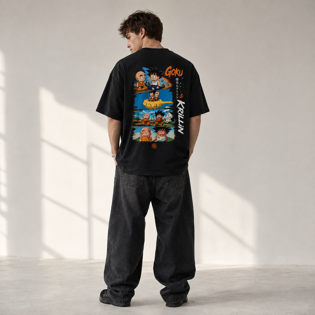 Dragon Ball Anime Graphic Tee - Goku & Krillin: Four Panels of Friendship and Laughter