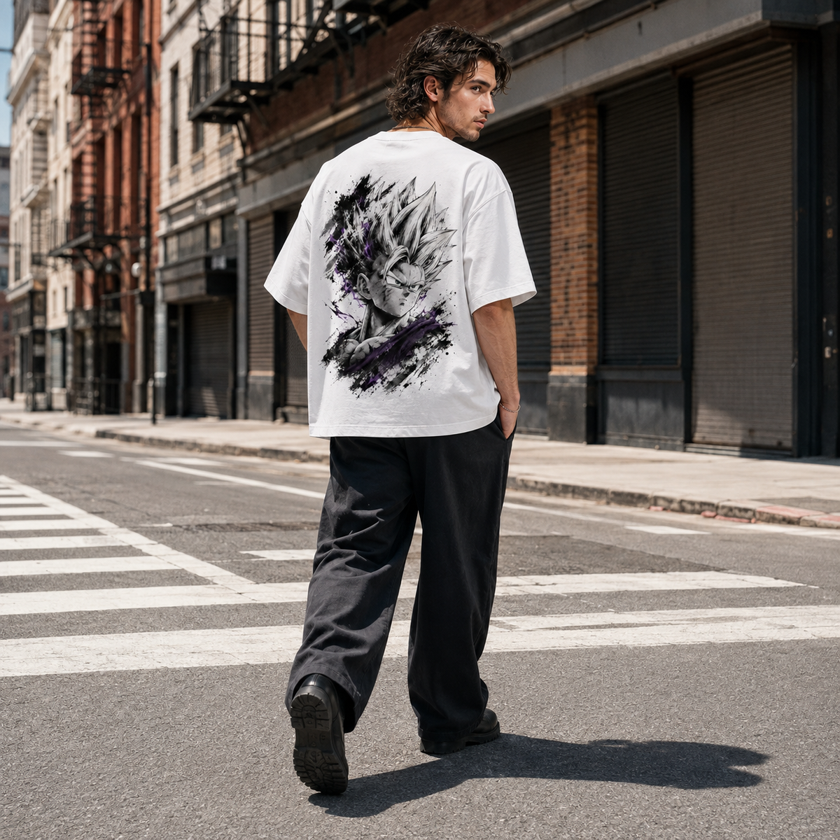 Dragon Ball Anime Graphic Tee - Violet Arc: Gohan Ink Storm